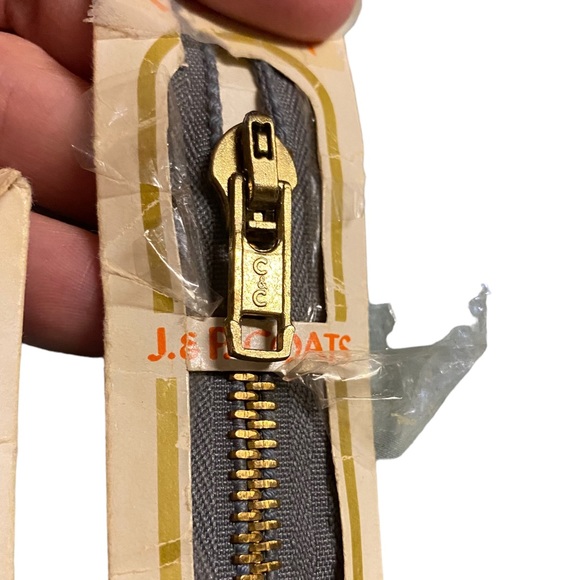Lot of 2 Vintage Coats & Clark Brass Metal Trouser Zippers - Picture 2 of 5